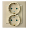 SONATA Double socket with earthing schuko with shutters for current paths champagne gold