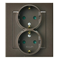 SONATA Double socket with earthing schuko with shutters for current paths chocolate metallic