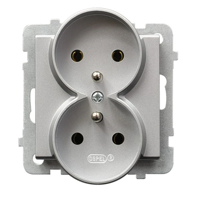 SONATA Double socket with ground silver mat