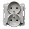 SONATA Double socket with ground silver mat