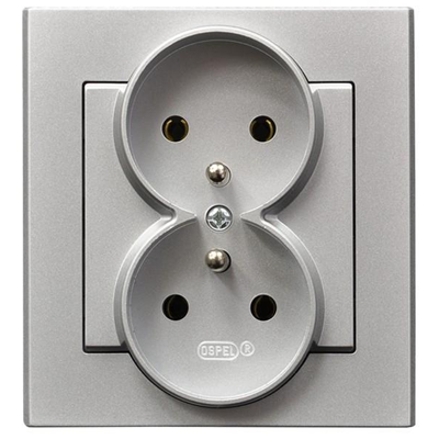 SONATA Double socket with ground silver mat