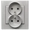 SONATA Double socket with ground silver mat