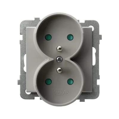 SONATA Double socket with grounding and current path shutters, module without frame - cashmere color