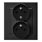 SONATA Double socket with phase invariance function black metallic
