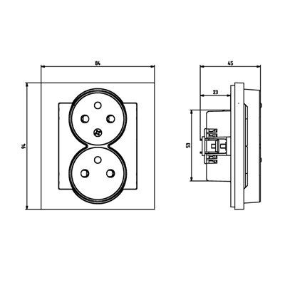 SONATA Double socket with phase invariance function black metallic