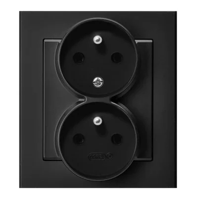 SONATA Double socket with phase invariance function black metallic