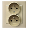 SONATA Double socket with phase invariance function champagne gold