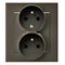 SONATA Double socket with phase invariance function chocolate metallic