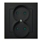 SONATA Double socket with shutters for current paths, black metallic