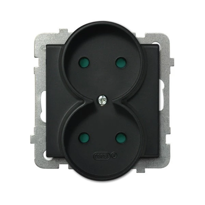 SONATA Double socket without a frame with shutters for current paths, black metallic