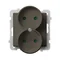 SONATA Double socket without a frame with shutters for current paths chocolate metallic