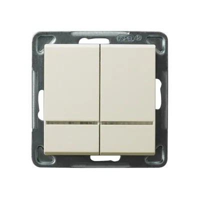 SONATA Double switch, candlestick with backlight, without frame, ecru