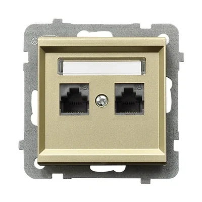 SONATA Gniazdo komputerowe, podwójne, kat. 5e, szampański złoty, bez ramki