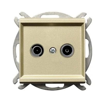 SONATA Gniazdo RTV, przelotowe szampański złoty