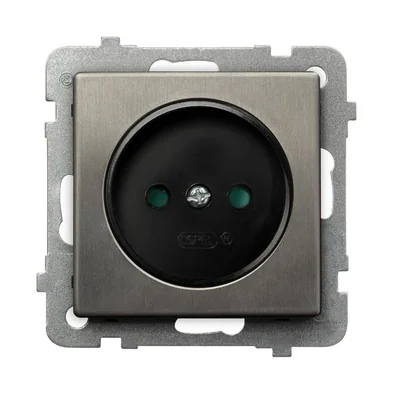 SONATA INOX STEEL Jednoduchá zásuvka s kryty, nerez