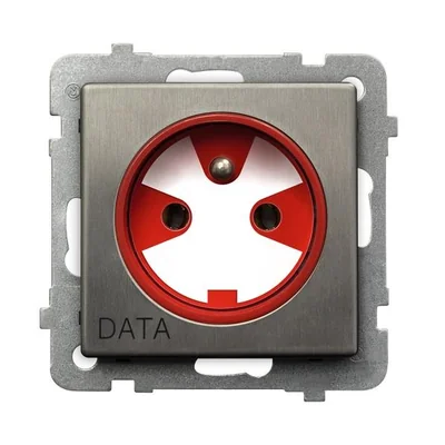 SONATA INOX STEEL Presa singola con messa a terra DATA, in acciaio inox, con chiave di autorizzazione