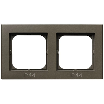 SONATA Marco doble para interruptores IP44, metal chocolate