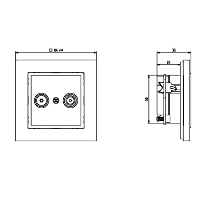 SONATA Pass-through RTV socket ZAP-14 white