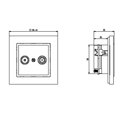 SONATA Pass-through RTV socket ZAP-16 ecru