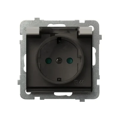 SONATA Presa antispruzzo con messa a terra IP44, coperchio trasparente cashmere