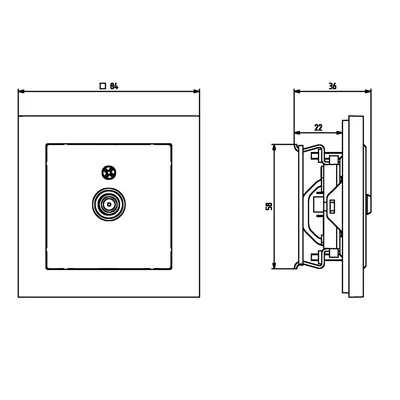 SONATA Presa per antenna singola tipo F, nero metallizzato