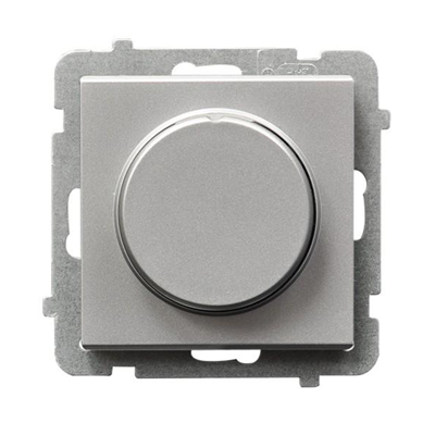 SONATA Push-turn dimmer for incandescent and incandescent loads, matt silver, without frame