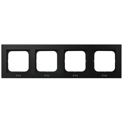 SONATA Quadruple frame for IP44 switches, black metallic