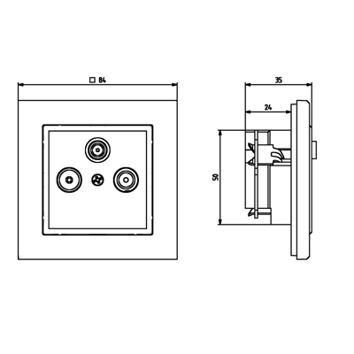 SONATA RTV-SAT socket, pass-through black metallic