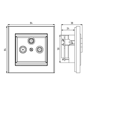 SONATA RTV-SAT socket with two SAT ecru outputs