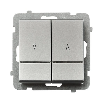 SONATA Shutter switch with blue backlight and mechanical interlock, matt silver