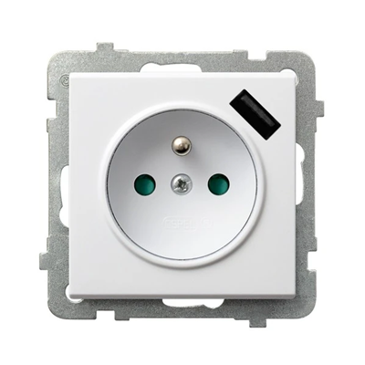 SONATA Single earthed socket with shutters for current paths, with USB charger white