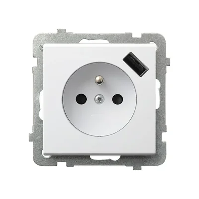 SONATA Single earthed socket with shutters for current paths, with USB charger white