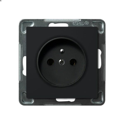 SONATA Single socket outlet black metallic