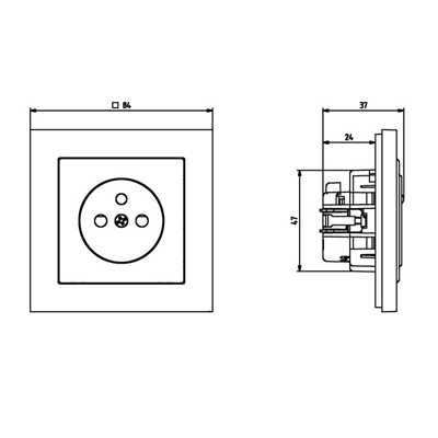 SONATA Single socket outlet black metallic