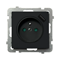 SONATA Single socket outlet with earthing and current paths shutters, with USB charger black metallic