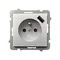 SONATA Single socket outlet with earthing, current paths shutters, with USB charger, matt silver