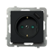 SONATA Single socket outlet with earthing schuko with shutters for current paths, with USB charger black metallic
