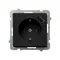 SONATA Single socket outlet with earthing schuko with shutters for current paths, with USB charger black metallic