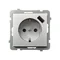 SONATA Single socket outlet with earthing schuko with shutters for current paths, with USB charger, matt silver