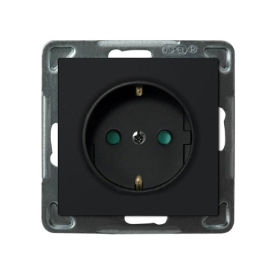 SONATA Single socket outlet with grounding, black metallic, equipped with shutters for current paths