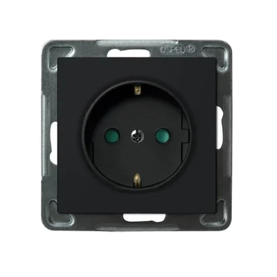 SONATA Single socket outlet with grounding, black metallic, equipped with shutters for current paths