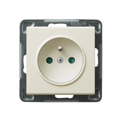 SONATA Single socket outlet with grounding, ecru, equipped with shutters for current paths