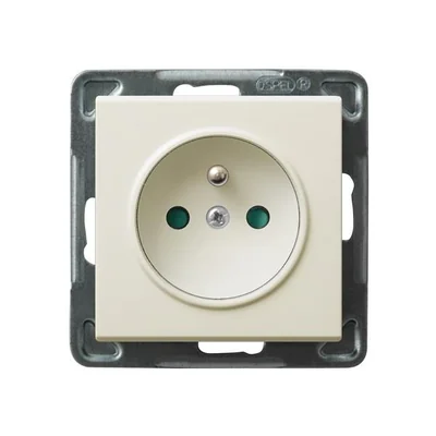 SONATA Single socket outlet with grounding, ecru, equipped with shutters for current paths