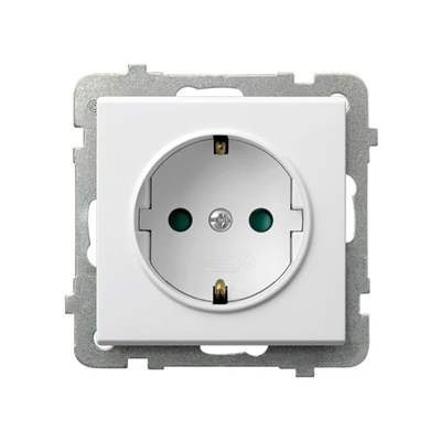 SONATA Single socket outlet with grounding, schuko, white, equipped with shutters for current paths