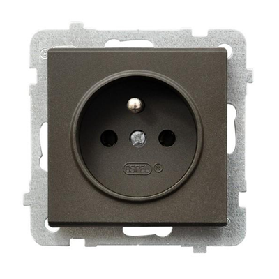 SONATA Single socket with earthing chocolate metal