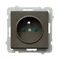 SONATA Single socket with earthing, chocolate metal, equipped with shutters for current paths