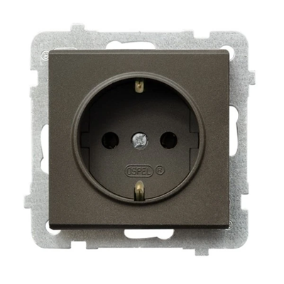 SONATA Single socket with earthing schuko chocolate metal