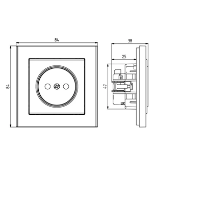 SONATA Single socket with ecru shutters