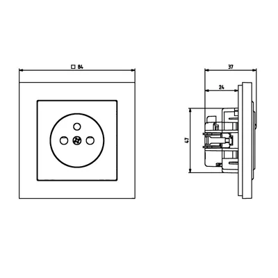 SONATA Single socket with grounding white