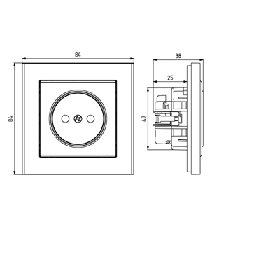 SONATA Single socket with shutters, white, equipped with shutters for current paths